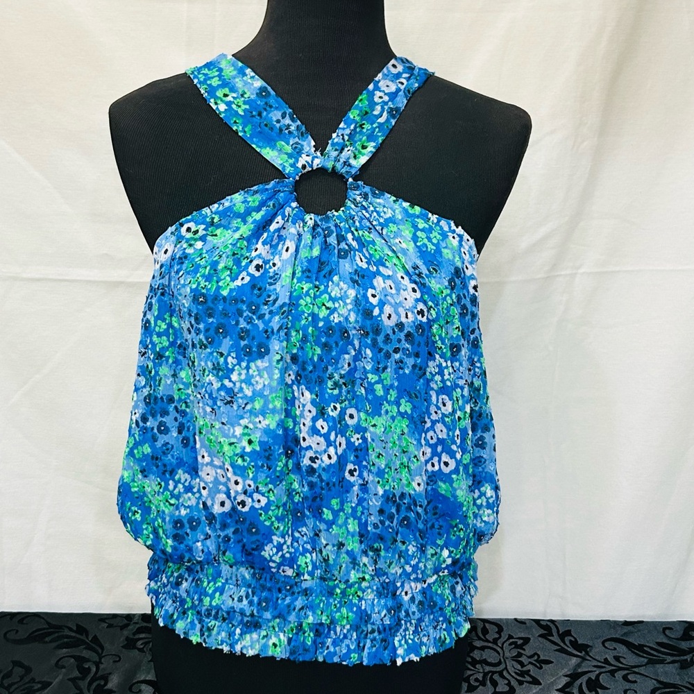 Cato Floral Blue Halter Top